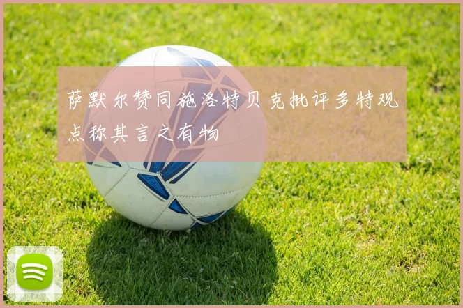 萨默尔赞同施洛特贝克批评多特观点称其言之有物